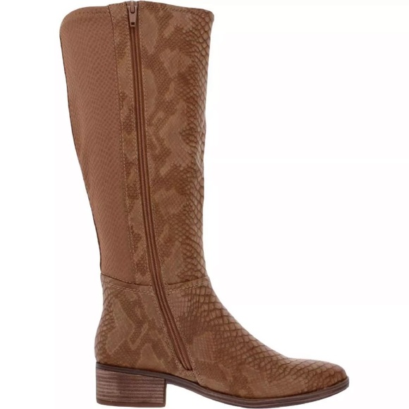 ❌SOLD OUT❌ NIB [Baretraps] Madelyn Brown Snake Print Knee-High Boots Womens - Picture 3 of 7